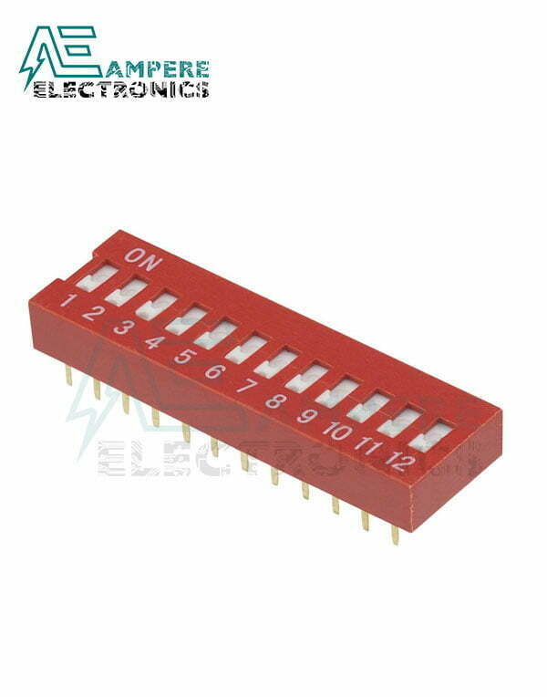 12 Way Red DIP Switch, 2.54mm Pitch