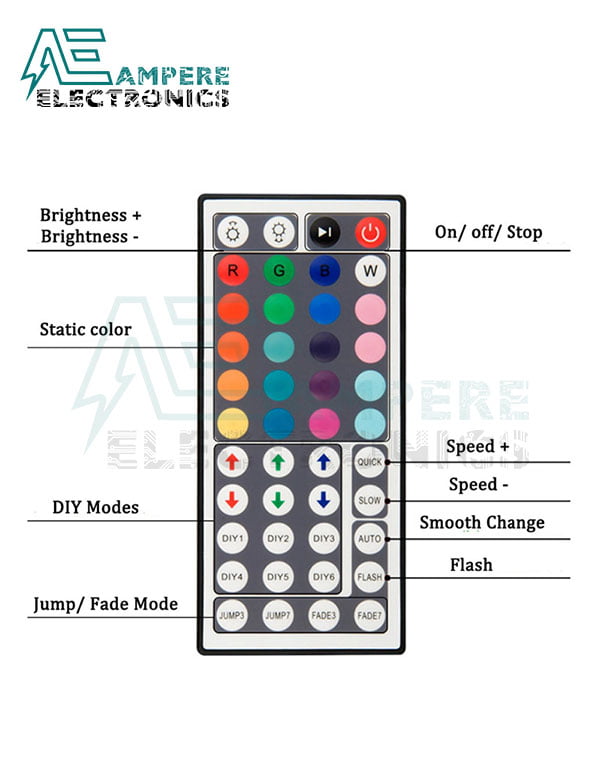44-Key IR Remote Controller For RGB LED Strip