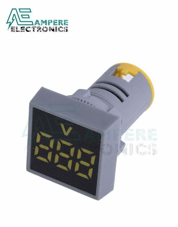 Indicator Voltmeter Yellow Square – 20:500VAC – 3 Digit – 22mm