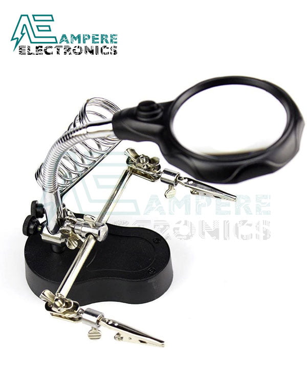Metal Soldering Iron Stand With Magnifying Glass