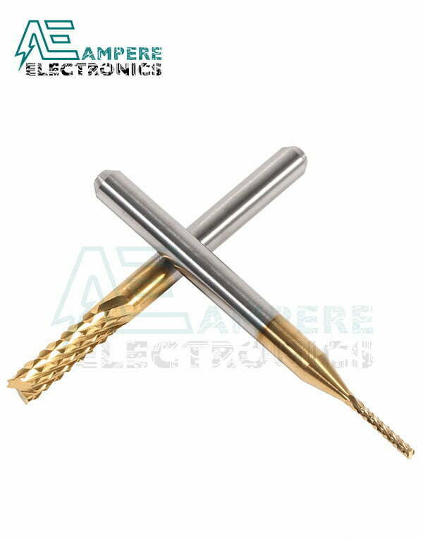 1.5mm Titanium Coated Carbide Flat End Mill, 3.175 Shank, Two Flute