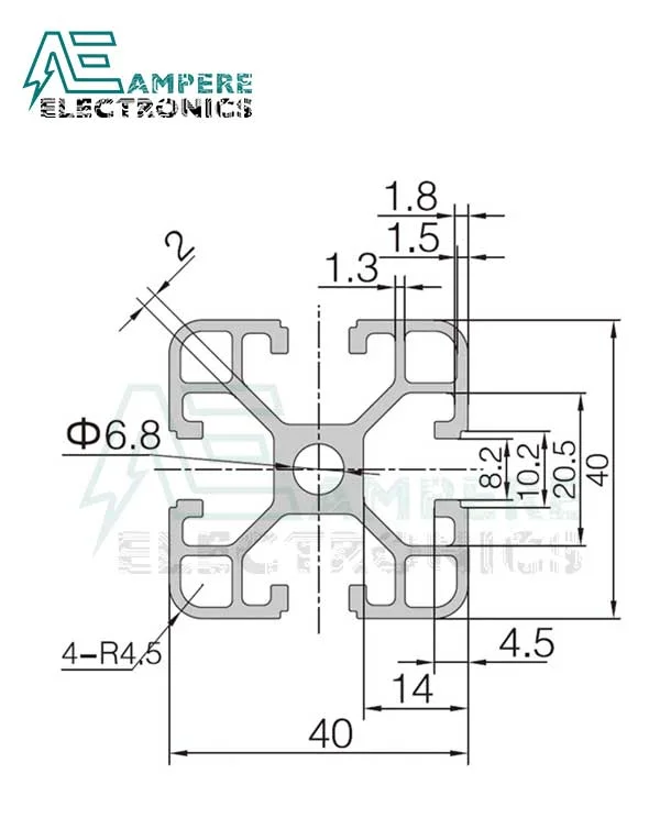 4040 T-Slot Aluminum Profile Extrusion (1M - Silver Anodized)