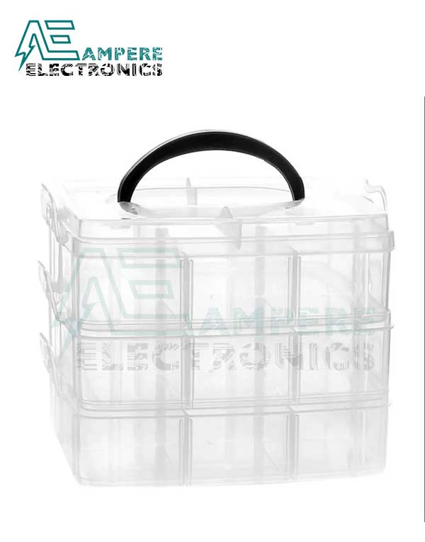Three Layer 16 Grids Slot Plastic Storage Box (15x15x13cm2)