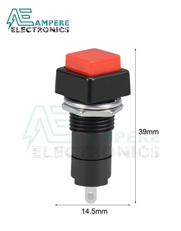 Push Button Square Red N.O - 12mm