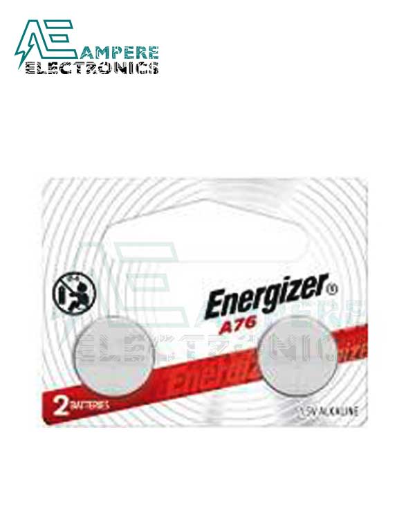 Energizer Coin Battery A76, 3Vdc, 2PCS
